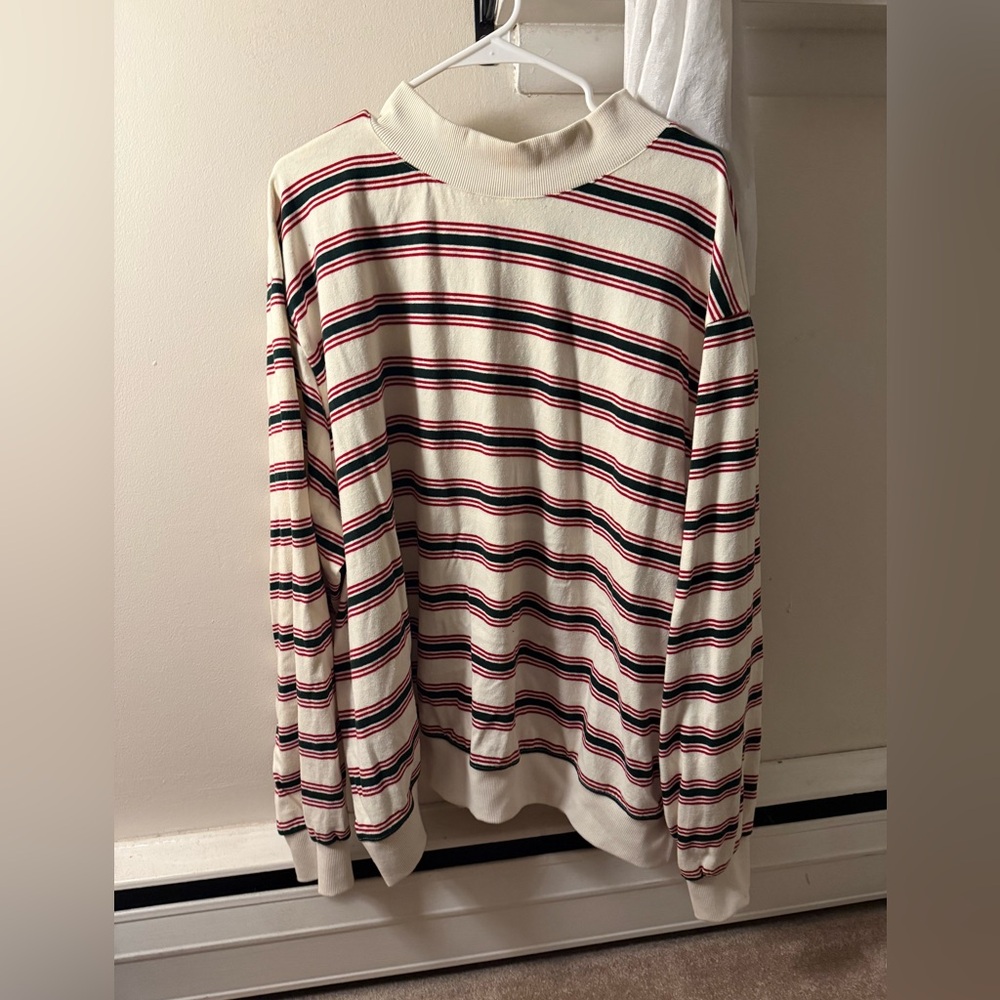 Parke Striped Mockneck Pullover - Eggnog